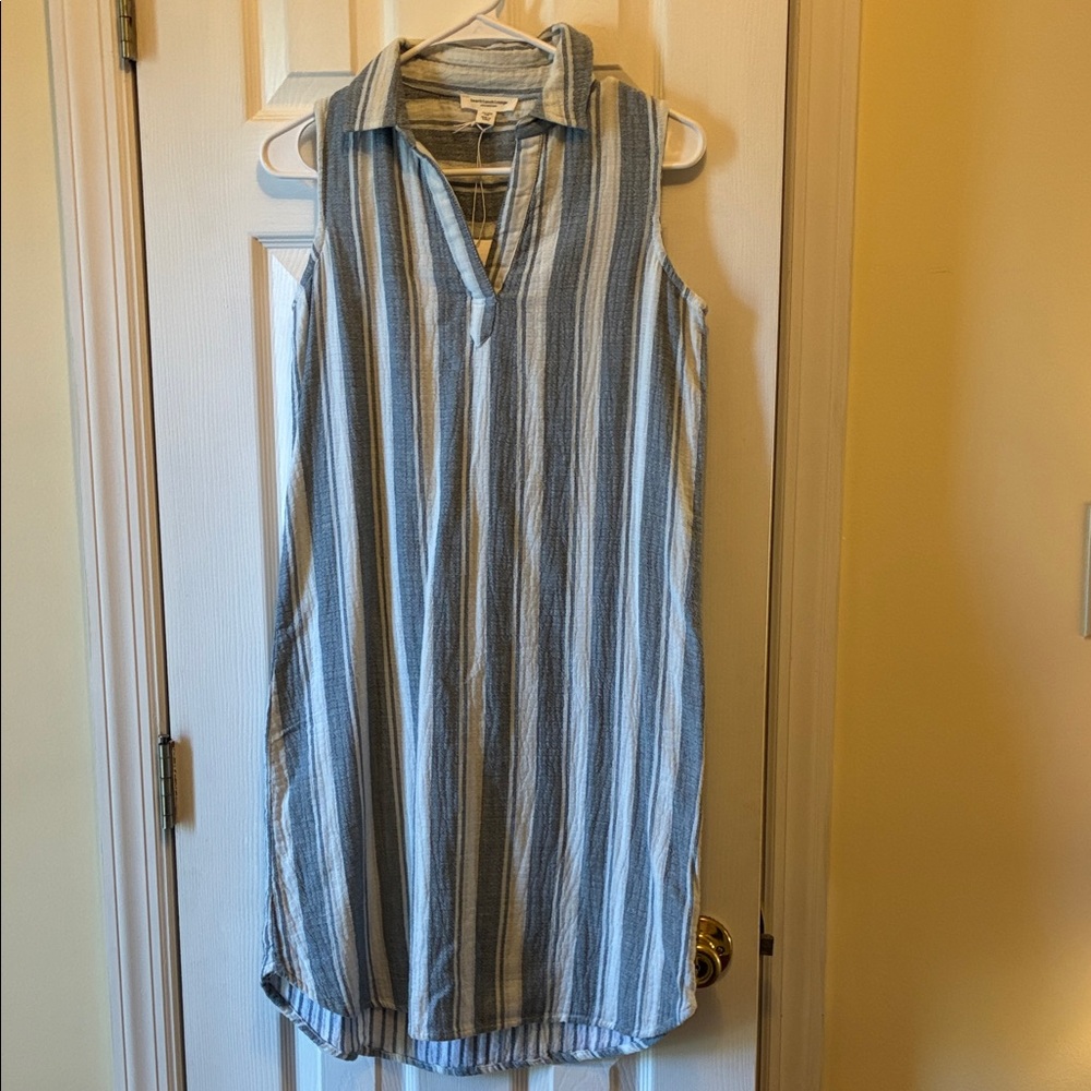 beachlunchlounge Sleeveless Striped Midi Dress - Blue & White